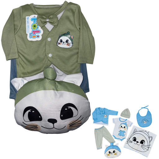 [4315] R0186 Conjunto x7 Piezas Almohada Gato Verde