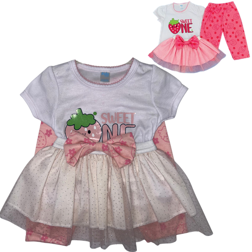 [4347] R0242 Conjunto x3 Piezas Vestido Fresa Salmon