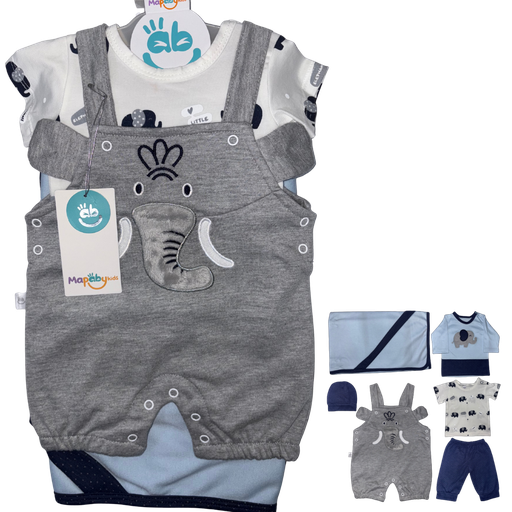 [4259] R7028 Primer Día Elefante (Línea Premium) Gris/Azul Talla:Única