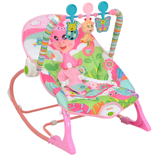 [4417] ACC Silla Mecedora Vibradora Musical Rosada 68147 Jirafa Bebe