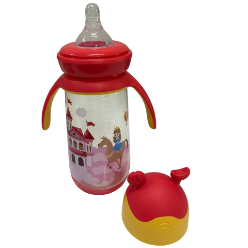 [4443] ACC Tetero 14onz Con Asas 2484 0m+ Castillo Rosado/Naranja