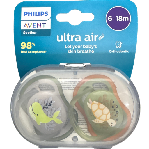 [4618] ACC Chupo Entretenedor AVENT Mamila x2 Unidades 6-18m Ballena Verde