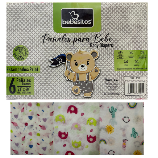 [4623] ACC Pañales de Tela BBX191 53x101cm x6 Unidades Niña