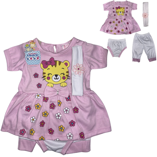 [4660] R-ecu Conjunto Malla x4 Tigre Rosado Claro Talla: Unica Niña