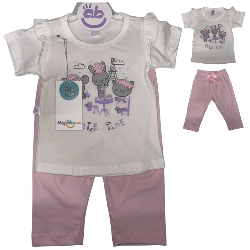 [4806] R8003 Pijama Ratona (Línea Premium)  Niña Rosado Talla: 12-18