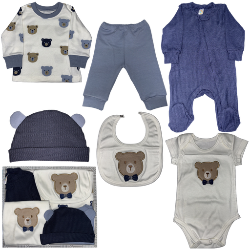 [4810] R8031 Primer Día Niño Osos Multicolor (Línea Premium) Azul Talla:Única