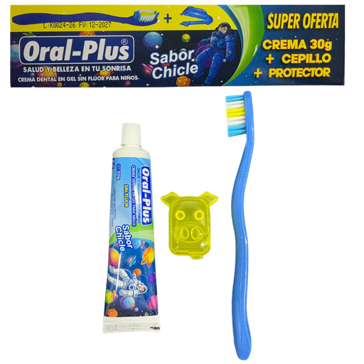 [4881] ACC Cepillo Cristal Niño + Protector + Crema SIN Fluor 30g 2-6 años- Oral Plus