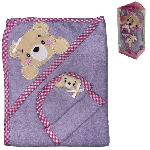 [5143] ACC Toalla DN VICTORIA x3 Piezas 76x76cm Oso Lila