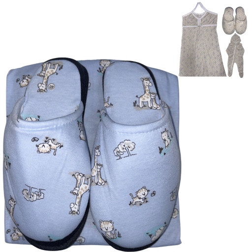 [5118] RDN Pijama Mamá y Bebé + Pantuflas Jirafa Azul Talla: XL/40