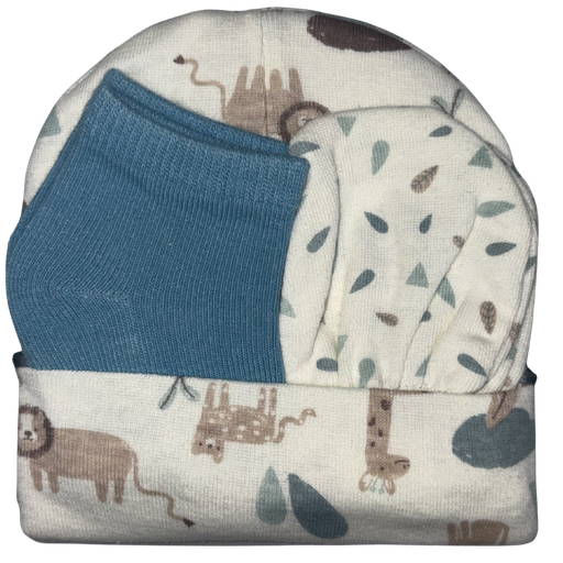 [5191] ACC Set Media + Manopla + 2 Gorros A78071 Beige/Azul