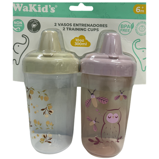 [5272] ACC Vaso Boquilla Antiderrame 77927 10onz Beige-Rosado x2 Unid