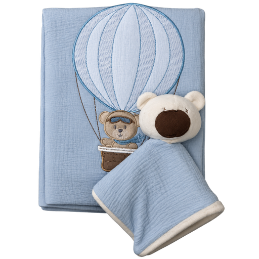 [5285] R07 Cobija + Muñeco de Apego Oso Azul