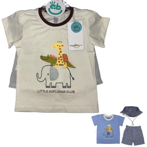 [5305] R8043 Conjunto Animales Sombrero (Línea Premium) Niño Beige Talla: 18-24