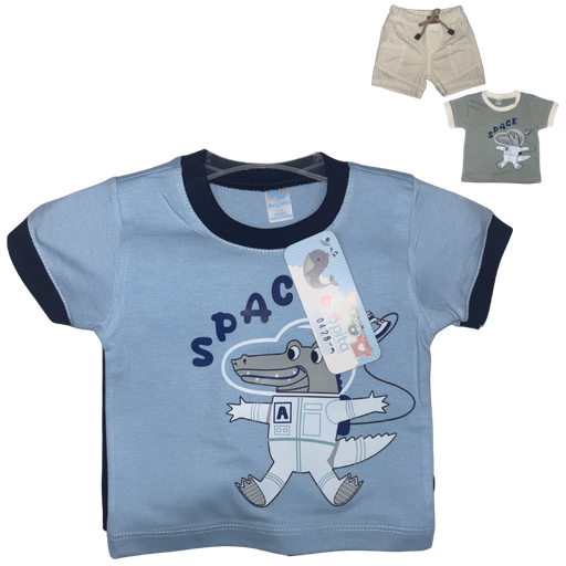 [5320] R0428 Conjunto Bermuda x2 Piezas Space Azul Niño Talla: 6-12