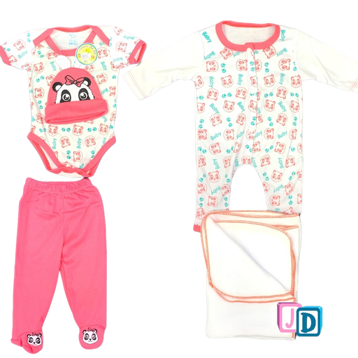 [1652] R-ecu Conjunto 5 Piezas Oso Panda Colores Surtidos Talla:Única Niña