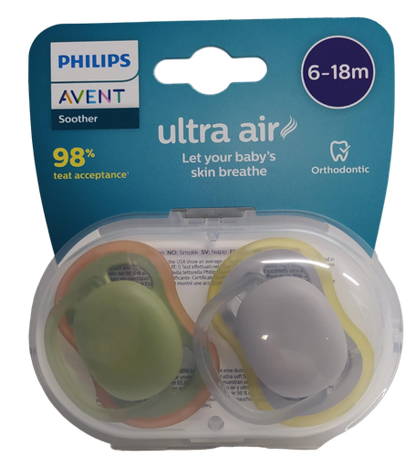 [1675] ACC Chupo Entretenedor AVENT Mamila x2 Unidades 6-18m Verde-Gris