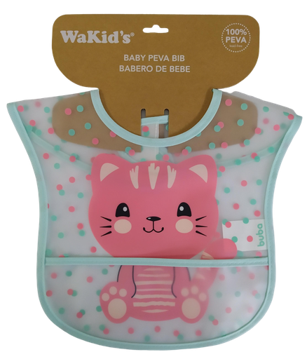 [2342] ACC Babero 77324 Gato Rosado/Azul