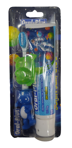 [2552] ACC Cepillo Gold Kids Azul + Crema SIN Fluor 70g 2-6 años- Oral Plus