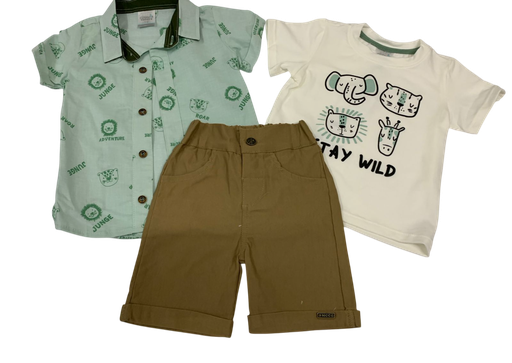 [2825] R5724 Camisa, Camiseta, Bermuda Jungla Verde Talla:6-9