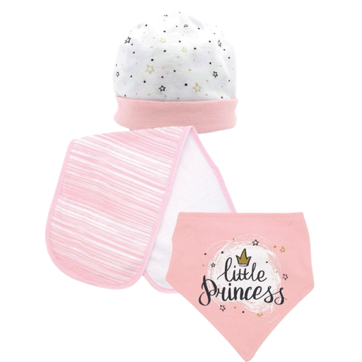 [3274] ACC Set 3 Piezas Gorro + Babero + Pañuelo Rosado 77082