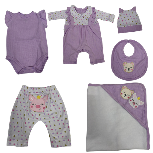 [3517] R7054 Primer Día Cerdita (Línea Premium) Morado Talla:Única