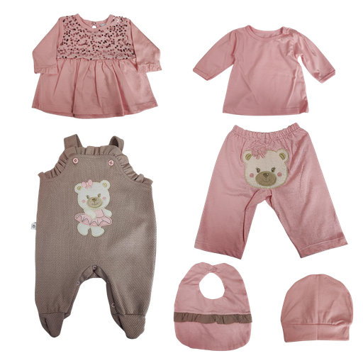 [3521] R7029 Primer Día Lentejuelas (Línea Premium) Beige Rosado Talla:Única