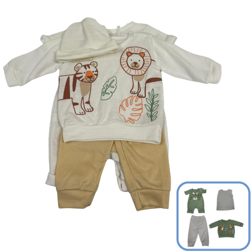 [3559] R12154 Primer Dia Tigre x5 Piezas Beige Talla:Unica