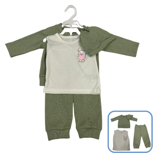 [3564] R12151 Primer Dia Osito x4 Piezas Verde Talla:Unica