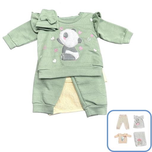 [3572] R12161 Primer Dia Panda x5 Piezas Verde Talla:Unica