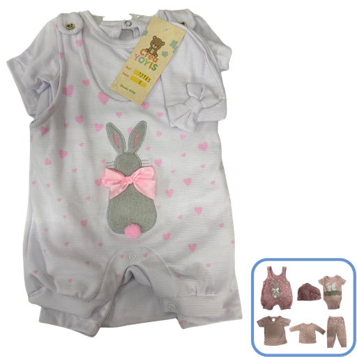 [3581] R12165 Primer Dia Coneja x6 Piezas Blanco-Rosado Talla:Unica
