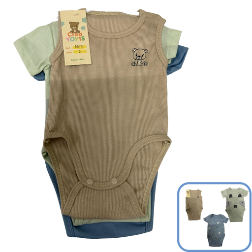 [3589] R0078 Mameluco Niño Colores Surtido x3 Talla:Unica