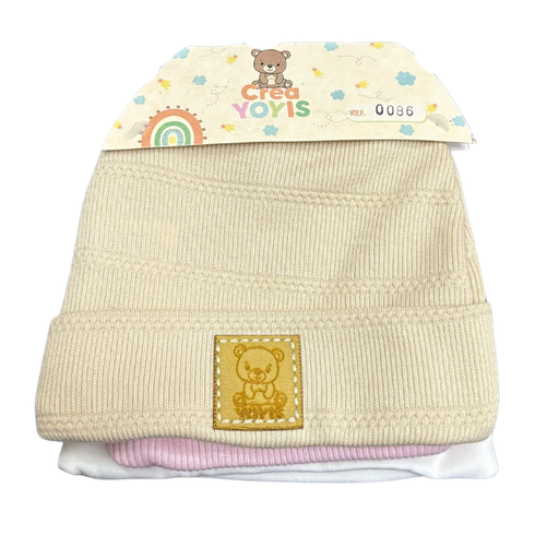 [3600] R0086 Gorro Niña x3 Piezas Colores Surtido Talla:Unica