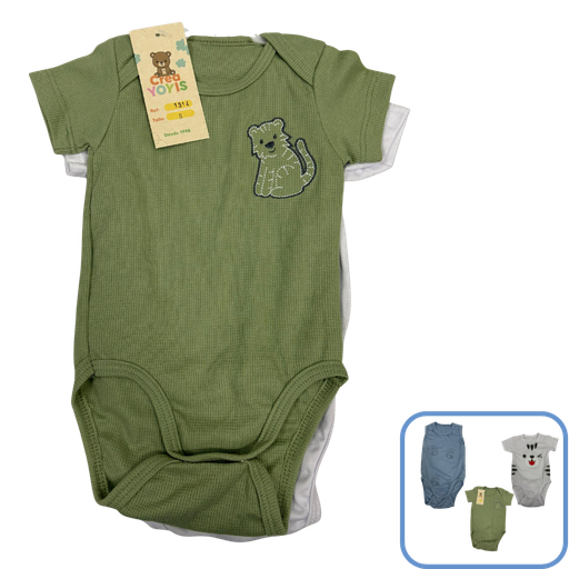 [3626] R1314 Mameluco Niño x3 Colores Surtido Talla 6-9