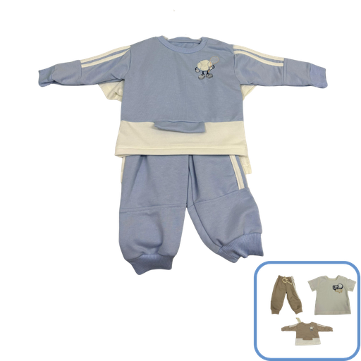 [3685] R95103 Conjunto Lest Golf x3 Piezas Azul Talla: 6-12