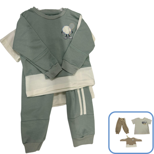 [3690] R95103 Conjunto Lest Golf x3 Piezas Verde Talla: 18-24