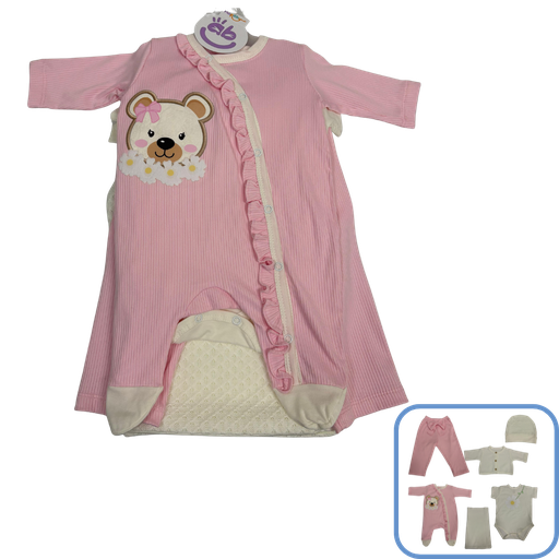[3708] R7063 Primer Día Osita Primavera (Línea Premium) Rosado Talla:Única