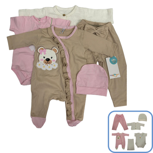 [3710] R7063 Primer Día Osita Primavera (Línea Premium) Beige Talla:Única