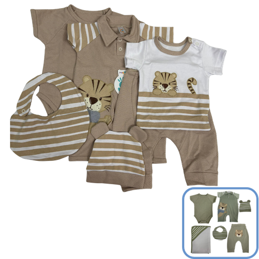 [3711] R7056 Primer Día Niño Tigre (Línea Premium) Beige Talla:Única